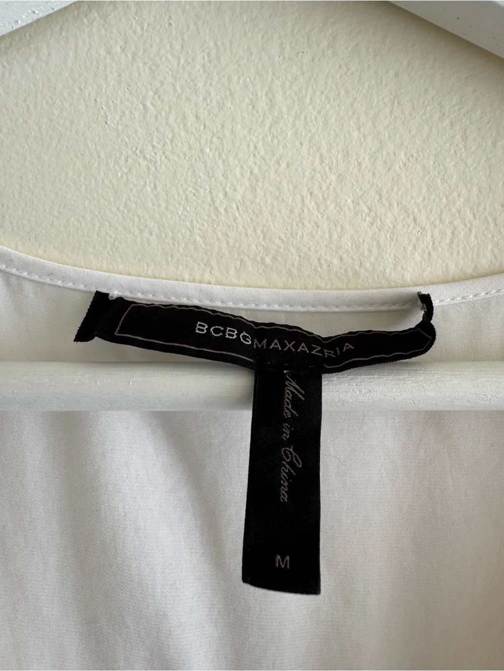 BCBGMaxAzria White Sleeveless Tunic with Black Ribbon Trim - Picture 7 of 7